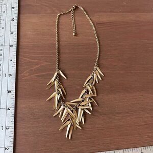 Gold tone adjustable spike necklace pendant collar bib statement goth bold